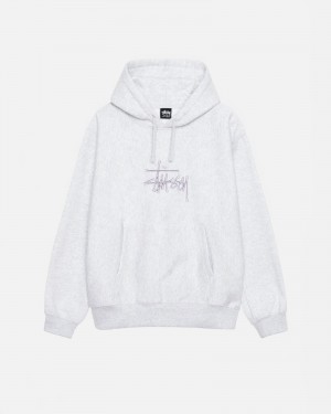 Ash Heather Stüssy Basic Applique Hoodie | NKMC-24139