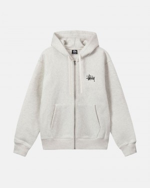 Ash Heather Stüssy Basic Stussy Zip Hood | WXUF-61703