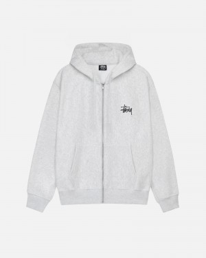 Ash Heather Stüssy Basic Stussy Zip Hoodie | HVNR-79635