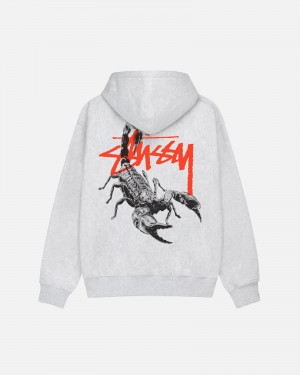 Ash Heather Stüssy Scorpion Zip Hoodie | DSAE-74953