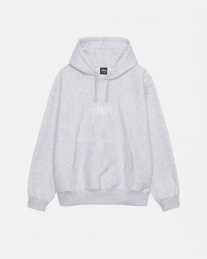 Ash Heather Stüssy Stock Logo Applique Hoodie | OGNX-79125