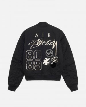 Black/Sail Stüssy & Nike Reversible Varsity Jacket | VHLB3-6870