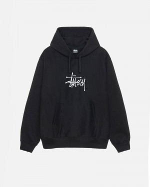 Black Stüssy Basic Applique Hoodie | IWYU8-6245