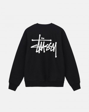 Black Stüssy Basic Stüssy Crew | ALKJ-10325