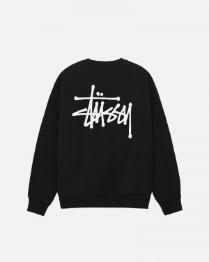 Black Stüssy Basic Stüssy Crew | AWQX4-1725