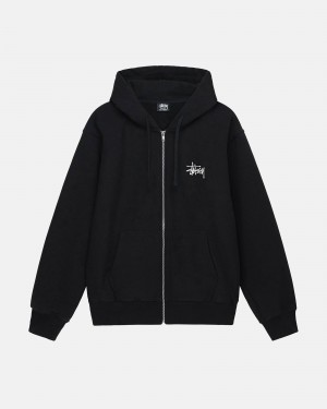 Black Stüssy Basic Stussy Zip Hood | HTUD-85627