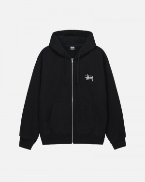 Black Stüssy Basic Stussy Zip Hoodie | UDWN3-7852