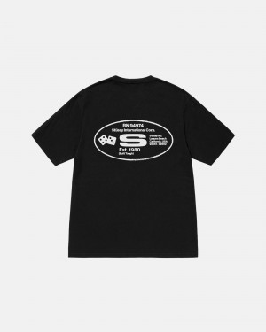 Black Stüssy Oval Corp. Tee Pigment Dyed | IUWY-98512