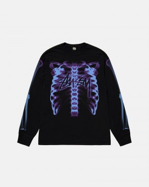 Black Stüssy Rib Cage 3M Ls Tee | LMPX-42160