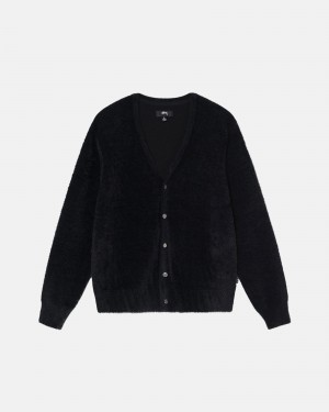 Black Stüssy Shaggy Cardigan | WBPS0-4128