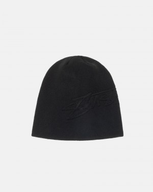 Black Stüssy Skullcap Embossed Smooth Stock | LVSN-80942