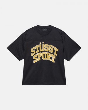 Black Stüssy Sport Mesh Football Jersey | XMBJ1-3569