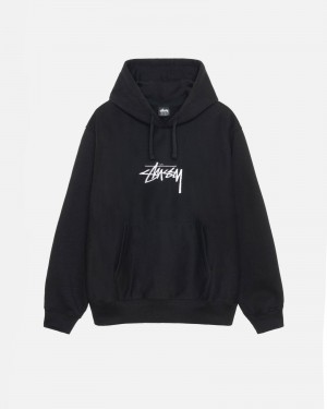 Black Stüssy Stock Logo Applique Hoodie | IVMF2-8901