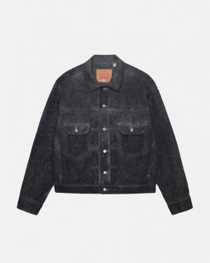 Black Stüssy & Levi's Dyed Jacquard Trucker Jacket | ASWE-58726