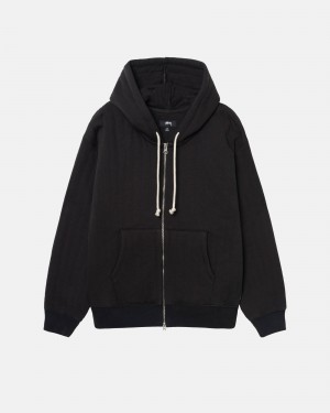 Black Stüssy Vertical Quilted Zip Hoodie | TLXV6-2095