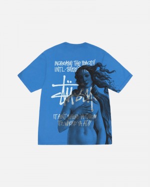 Blue Stüssy Ist Venus Pigment Dyed Tee | YTCP-60739