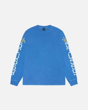 Blue Stüssy Jumbo LS Tee Pigment Dyed | UCRW5-8962