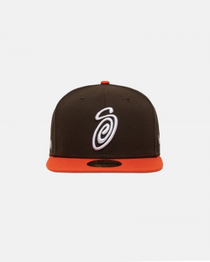 Brown/Orange Stüssy New Era 59Fifty Curly S | VRLS4-8173