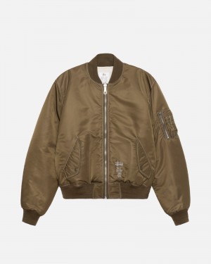 Brown Stüssy Built Reversible Bomber Jacket | DHBF1-8543