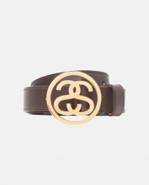 Brown Stüssy SS-Link Buckle Belt | FVXR7-5103