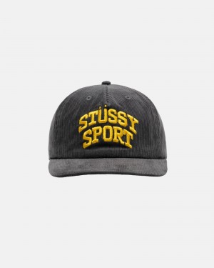 Charcoal Stüssy Mid-Depth Sport Arch Strapback | FLPQ-78036