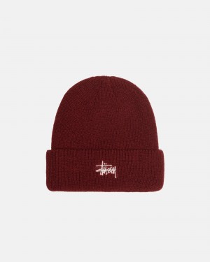 Dark Red Stüssy Cuff Beanie Basic | DJVQ3-7251