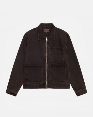 Espresso Stüssy Zip Work Jacket Denim | TLWV-36481