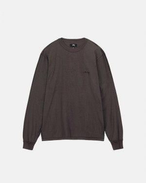 Faded Black Stüssy Lazy LS Tee | PJNG-10267