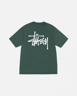 Forest Stüssy Basic Stussy Tee Pigment Dyed | XRYN-53048