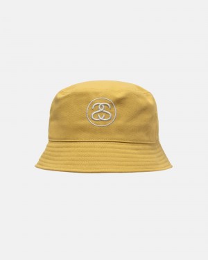 Gold Stüssy Deep Bucket Hat SS Link | CSZD7-3592