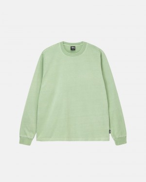 Green Stüssy Heavyweight Pigment Dyed Ls Crew | GJNE-23970