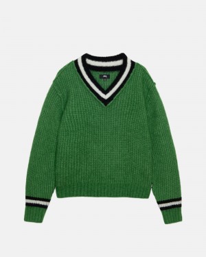 Green Stüssy Mohair Tennis Sweater | YUIG-10983