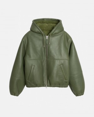 Green Stüssy Work Jacket Shearling | CWDZ9-2407