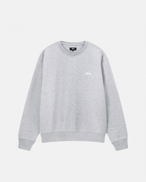 Grey Heather Stüssy Stock Logo Crew | MIRK5-9807