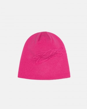 Hot Pink Stüssy Skullcap Embossed Smooth Stock | GVTO-94136