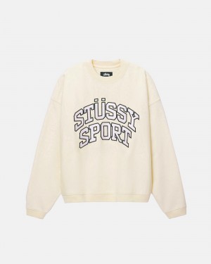 Ivory Stüssy Sport Relaxed Oversized Crew | UZCB6-5830