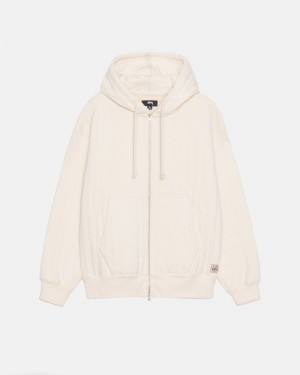 Ivory Stüssy Vertical Quilted Zip Hood | RSVI3-4612