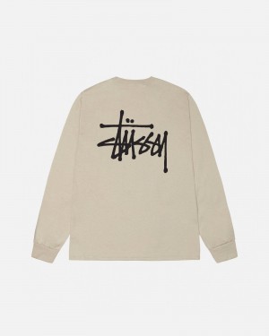 Khaki Stüssy Basic Stussy Ls Tee | TNMJ-23714