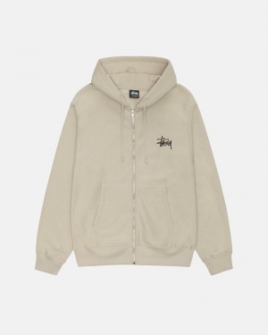 Khaki Stüssy Basic Stussy Zip Hoodie | QVNE-70623