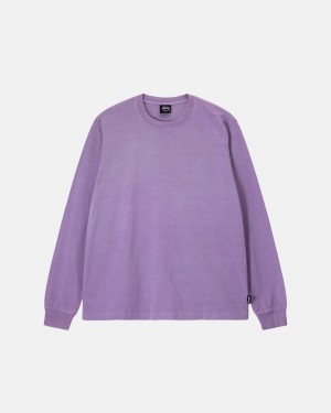 Lavender Stüssy Heavyweight Pigment Dyed Ls Crew | NOCG-07391