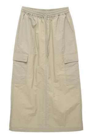 Light Green Stüssy Nylon Cargo Midi Skirt | SMNBXU-740