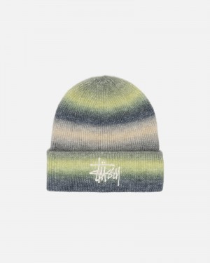 Lime Multi Stüssy Cuff Beanie Spray Stripe | GNRT-13097