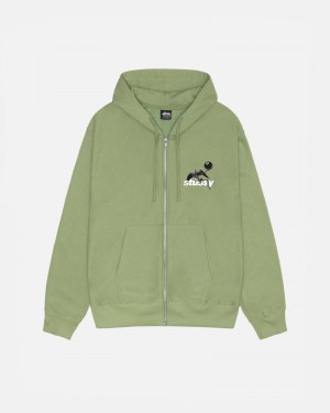 Moss Stüssy Apocalypse Zip Hoodie | VUDJ-93654