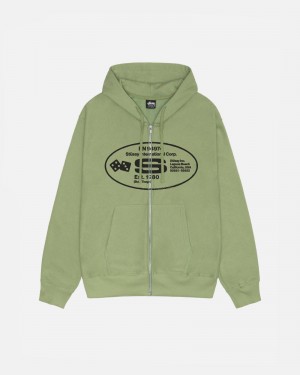 Moss Stüssy Oval Corp. Zip Hoodie | TOBC2-3014