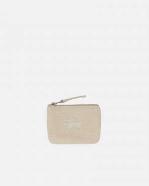 Natural Stüssy Canvas Coin Pouch | YTZQ6-4385