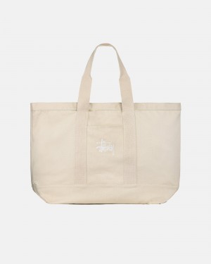 Natural Stüssy Canvas Extra Large Tote Bag | HQWZ8-6402