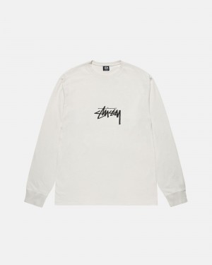 Natural Stüssy Small Stock LS Tee Pigment Dyed | QCOZ5-6984