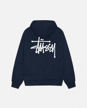 Navy Stüssy Basic Stussy Hoodie | BHOI4-9820