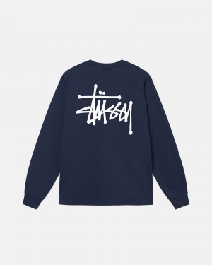 Navy Stüssy Basic Stussy Ls Tee | EFZR5-1984