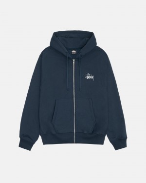 Navy Stüssy Basic Stussy Zip Hoodie | EXRF8-5123